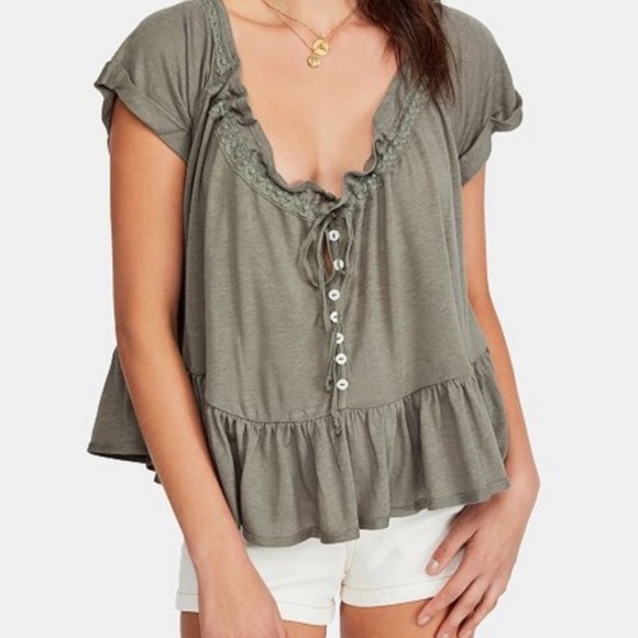 Free People Tops - BOGO Free People Charlie tee in army green